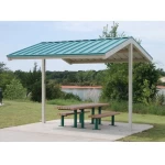 Steel Garden Canopy with Corrugated Sheet Roof, Rectangular Columns, Height 2.5 meter, Panel Width 2 meters